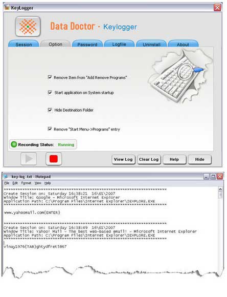 Screenshot of Keyboard Monitoring Program