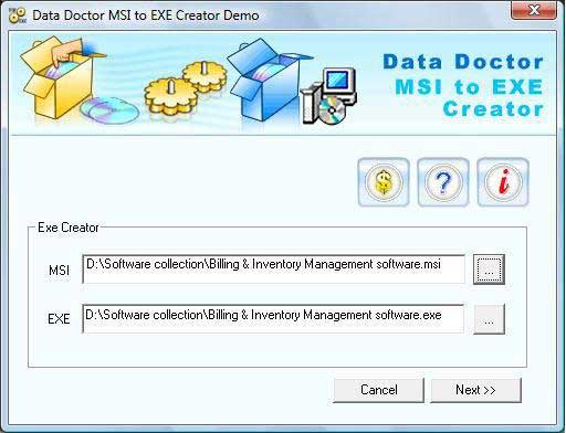 Screenshot of MSI to EXE Creator Tool
